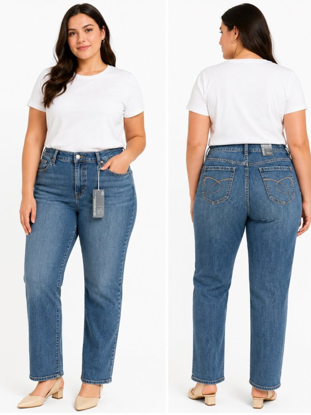 Chicos Platinum Maui Straight Leg Jeans Medium Wash Blue Size 1 Regular (M-8)NWT
